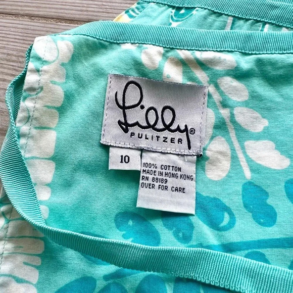 Lilly Pulitzer Womens Turquoise Yellow Palm Fish Reversible Wrap Skirt Size‎ 10 - Picture 2 of 6